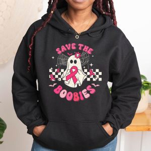 Save The Boobies Ghost Halloween Pink Ribbon Breast Cancer Hoodie 1 6