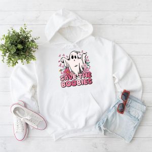 Save The Boobies Ghost Halloween Pink Ribbon Breast Cancer Hoodie 1 7