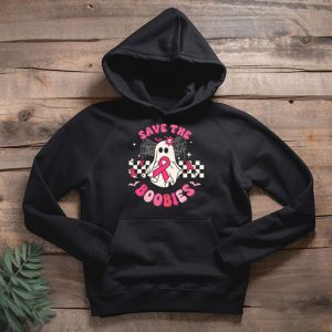 Save The Boobies Ghost Halloween Pink Ribbon Breast Cancer Hoodie 2 2