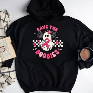 Save The Boobies Ghost Halloween Pink Ribbon Breast Cancer Hoodie 3 2