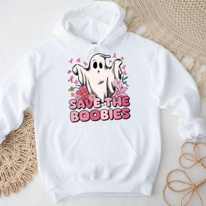 Save The Boobies Ghost Halloween Pink Ribbon Breast Cancer Hoodie 3 3