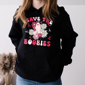 Save The Boobies Ghost Halloween Pink Ribbon Breast Cancer Hoodie 3 5