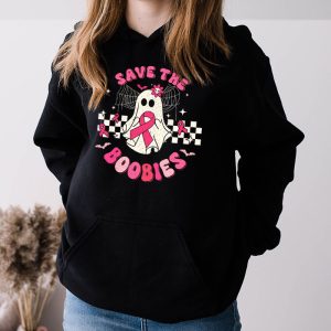 Save The Boobies Ghost Halloween Pink Ribbon Breast Cancer Hoodie 3 6