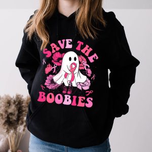 Save The Boobies Ghost Halloween Pink Ribbon Breast Cancer Hoodie