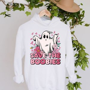 Save The Boobies Ghost Halloween Pink Ribbon Breast Cancer Hoodie 4 3