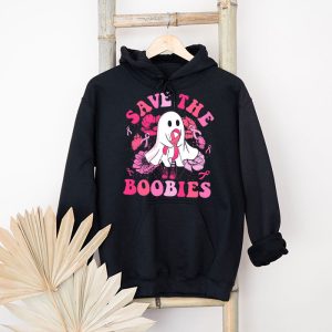 Save The Boobies Ghost Halloween Pink Ribbon Breast Cancer Hoodie 4