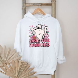 Save The Boobies Ghost Halloween Pink Ribbon Breast Cancer Hoodie 5 1