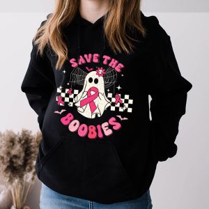 Save The Boobies Ghost Halloween Pink Ribbon Breast Cancer Hoodie