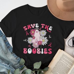 Save The Boobies Ghost Halloween Pink Ribbon Breast Cancer T Shirt 1 1