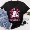 Save The Boobies Ghost Halloween Pink Ribbon Breast Cancer T-Shirt