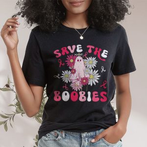 Save The Boobies Ghost Halloween Pink Ribbon Breast Cancer T Shirt 2 1