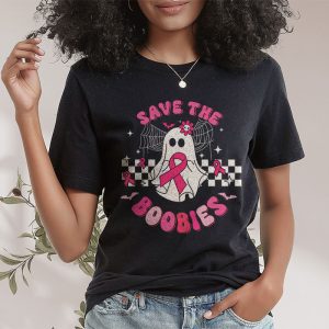 Save The Boobies Ghost Halloween Pink Ribbon Breast Cancer T Shirt 2 2