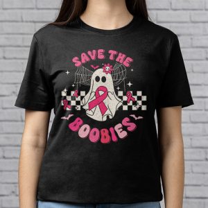 Save The Boobies Ghost Halloween Pink Ribbon Breast Cancer T Shirt 3 2