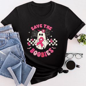 Breast Cancer Shirts Save The Boobies Ghost Halloween Pink Ribbon T-Shirt 3