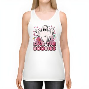 Save The Boobies Ghost Halloween Pink Ribbon Breast Cancer Tank Top 2 3