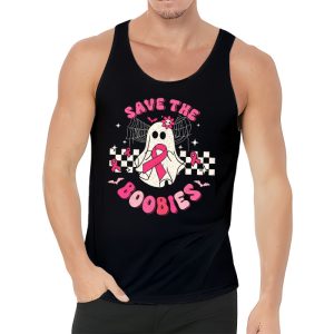 Save The Boobies Ghost Halloween Pink Ribbon Breast Cancer Tank Top 3 2