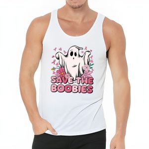 Save The Boobies Ghost Halloween Pink Ribbon Breast Cancer Tank Top 3 3