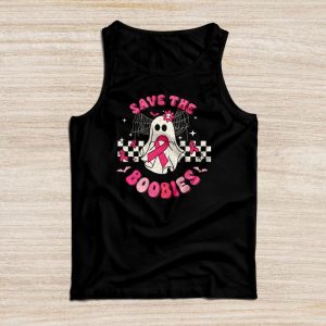 Save The Boobies Ghost Halloween Pink Ribbon Breast Cancer Tank Top