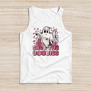 Breast Cancer Shirts Save The Boobies Ghost Halloween Pink Ribbon Tank Top 4