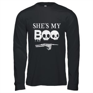 Shes My Boo Skull Face Matching Halloween Couples Funny Unisex T Shirt For Adult Kids 1