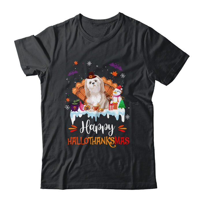 Shih-Tzu-HalloThanksMas-Halloween-Thanksgiving-Christmas-Unisex-T-Shirt-For-Adult-Kids Shih Tzu HalloThanksMas Halloween Thanksgiving Christmas Unisex T-Shirt For Adult & Kids
