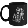 Skeleton Drinking Coffee Messy Bun Halloween Costume Ceramic Mug