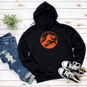 Skeleton Riding Mummy Dinosaur T Rex Kids Funny Halloween Hoodie 1 9