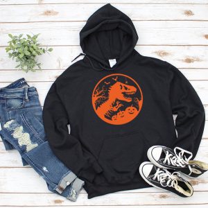 Skeleton Riding Mummy Dinosaur T Rex Kids Funny Halloween Hoodie 2 4