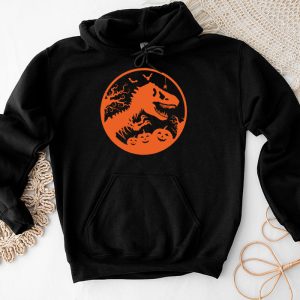 Skeleton Riding Mummy Dinosaur T Rex Kids Funny Halloween Hoodie 3 4