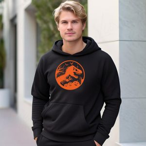 Skeleton Riding Mummy Dinosaur T Rex Kids Funny Halloween Hoodie 3 9