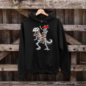 Skeleton Riding Mummy Dinosaur T Rex Kids Funny Halloween Hoodie 4 2