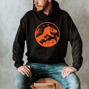 Skeleton Riding Mummy Dinosaur T Rex Kids Funny Halloween Hoodie