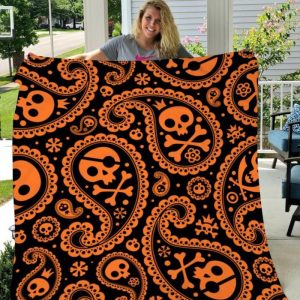 Skull Halloween Pattern Gift Fleece Blanket