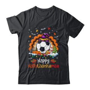 Soccer Halloween Christmas Thanksgiving Hallothanksmas Unisex T-Shirt For Adult & Kids