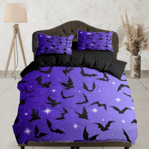 Sparkly Bats Halloween Full Size Bedding & Pillowcase