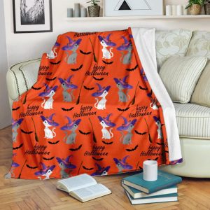 Spooky Cats Happy Halloween Fleece Blanket