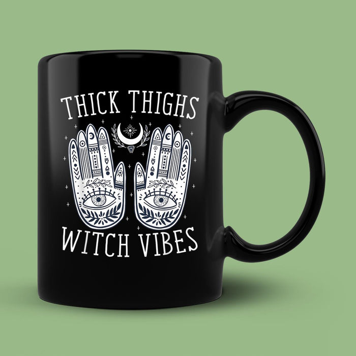 Spooky Ceramic Novelty Coffee Mug Thick Thighs Witch Vibes Halloween Mug
