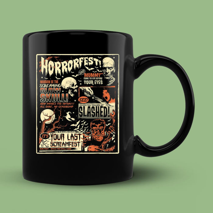 Spooky Ceramic Novelty Coffee Mug Vintage Horrorfest Movie Poste Halloween Mug