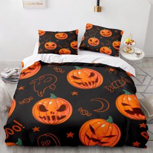 Spooky Pumpkins Halloween Full Size Bedding & Pillowcase