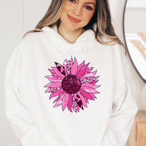 Sunflower Pink Breast Cancer Awareness Women Warrior Hoodie 1