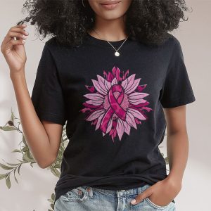 Sunflower Pink Breast Cancer Awareness Women Warrior T Shirt 2 3