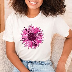 Sunflower Pink Breast Cancer Awareness Women Warrior T Shirt 2