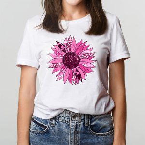 Sunflower Pink Breast Cancer Awareness Women Warrior T Shirt 3