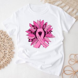 Sunflower Pink Breast Cancer Awareness Women Warrior T-Shirt