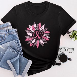 Sunflower Pink Breast Cancer Awareness Women Warrior T-Shirt