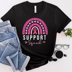 Support Squad Breast Cancer Awareness Survivor Pink Rainbow T Shirt 1 2