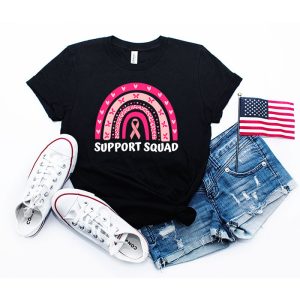 Support Squad Breast Cancer Awareness Survivor Pink Rainbow T-Shirt