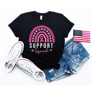 Support Squad Breast Cancer Awareness Survivor Pink Rainbow T-Shirt