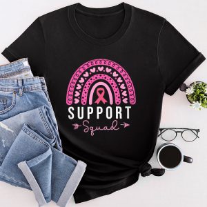 Breast Cancer Support Squad Awareness Survivor Pink Rainbow T-Shirt 3