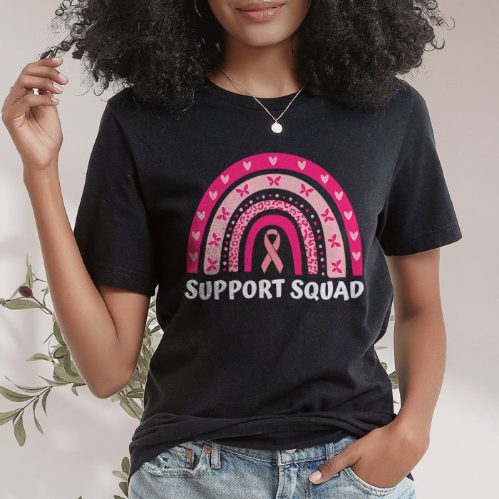 Support Squad Breast Cancer Awareness Survivor Pink Rainbow T Shirt 2 1